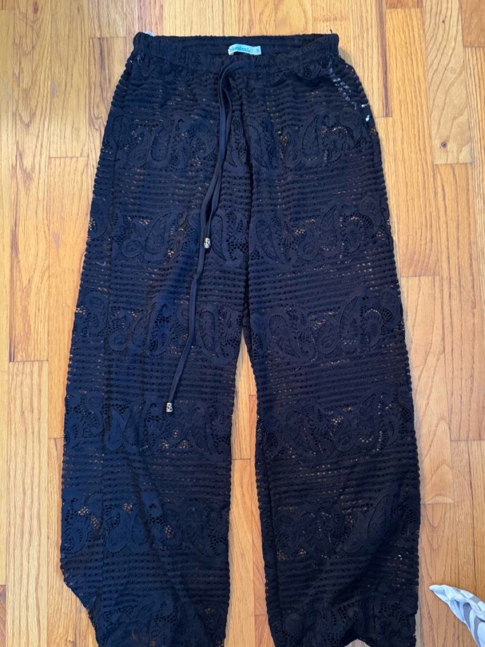 blue island Black Crochet Swim Coverup Pants